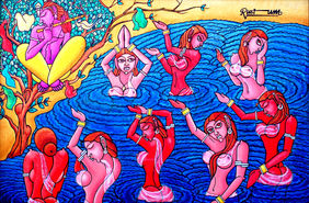 Krishna Leela by M D Rustum, Painting | Mojarto
