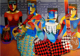 Musicians by Dayanand Kamakar, Painting | Mojarto