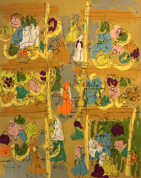 Vegetable Market by Ratan Parimoo, Printmaking | Mojarto