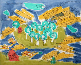 Boats in Srinagar I by Ratan Parimoo, Printmaking | Mojarto