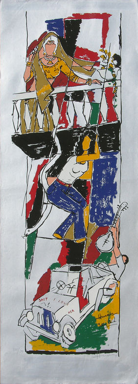 Yeh kaun sa modh hai umar ka - 9 by M F Husain, Printmaking | Mojarto