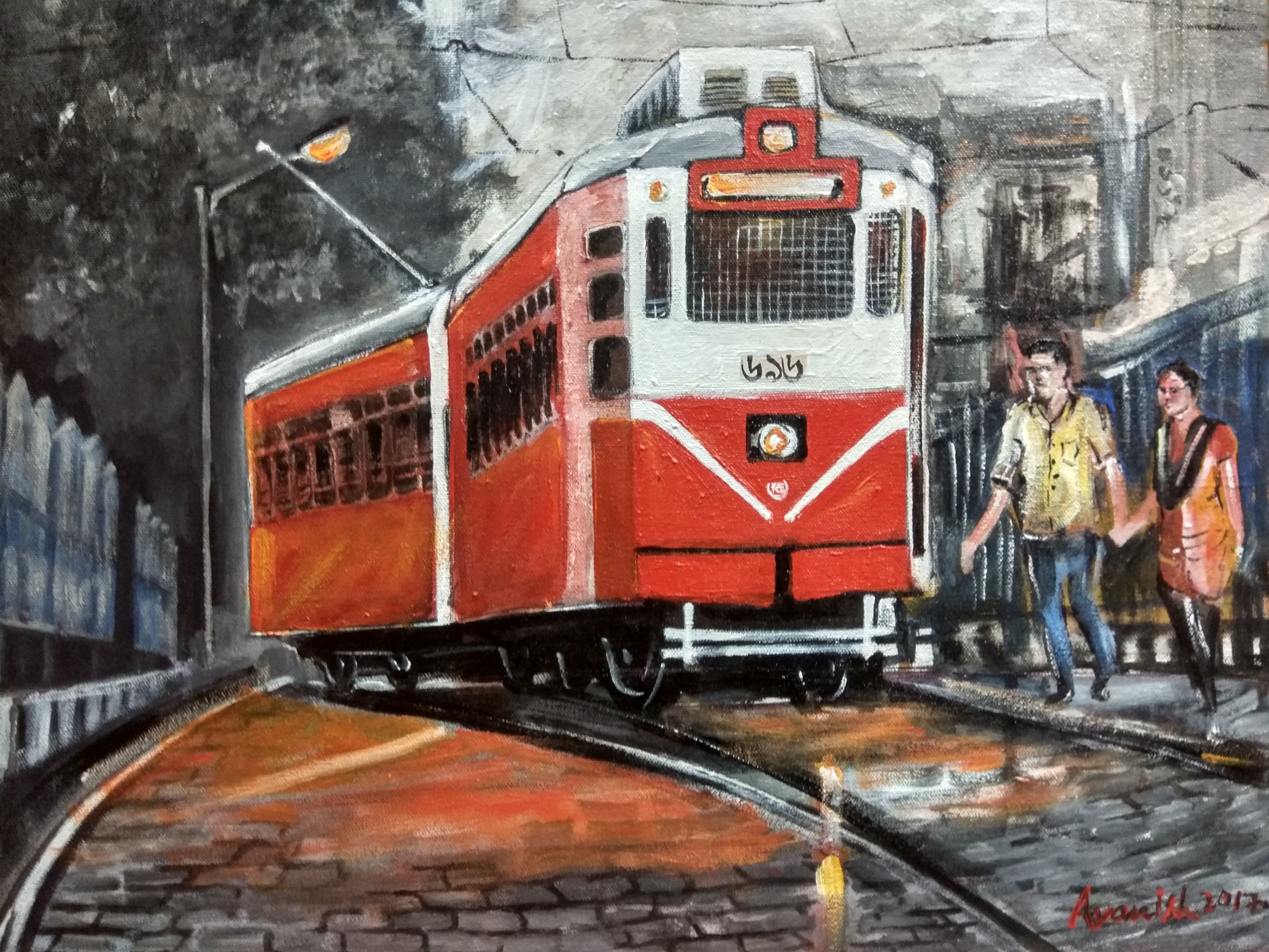 Calcutta Streets by Avanish Trivedi, Painting | Mojarto