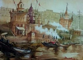 Varanasi Ghat by Krishnendu Halder, Painting | Mojarto