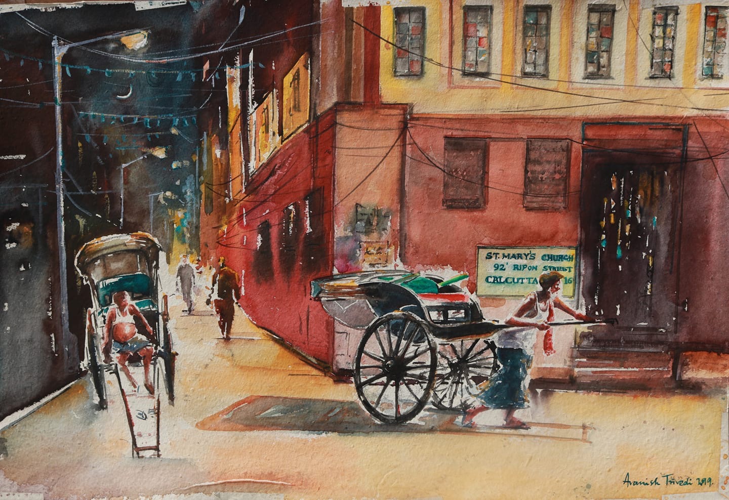 Calcutta Nostalgia -Ripon Street Evenings  by Avanish Trivedi, Painting | Mojarto
