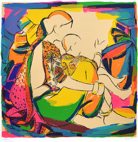 Mother & Child by Vrindavan Solanki, Serigraph | Mojarto