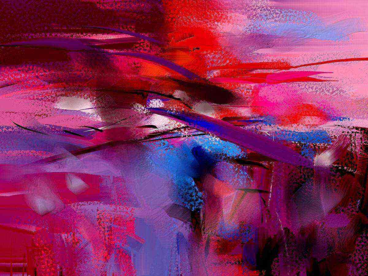 Red Pink Abstract by artist The Print Studio Image, prints Mojarto