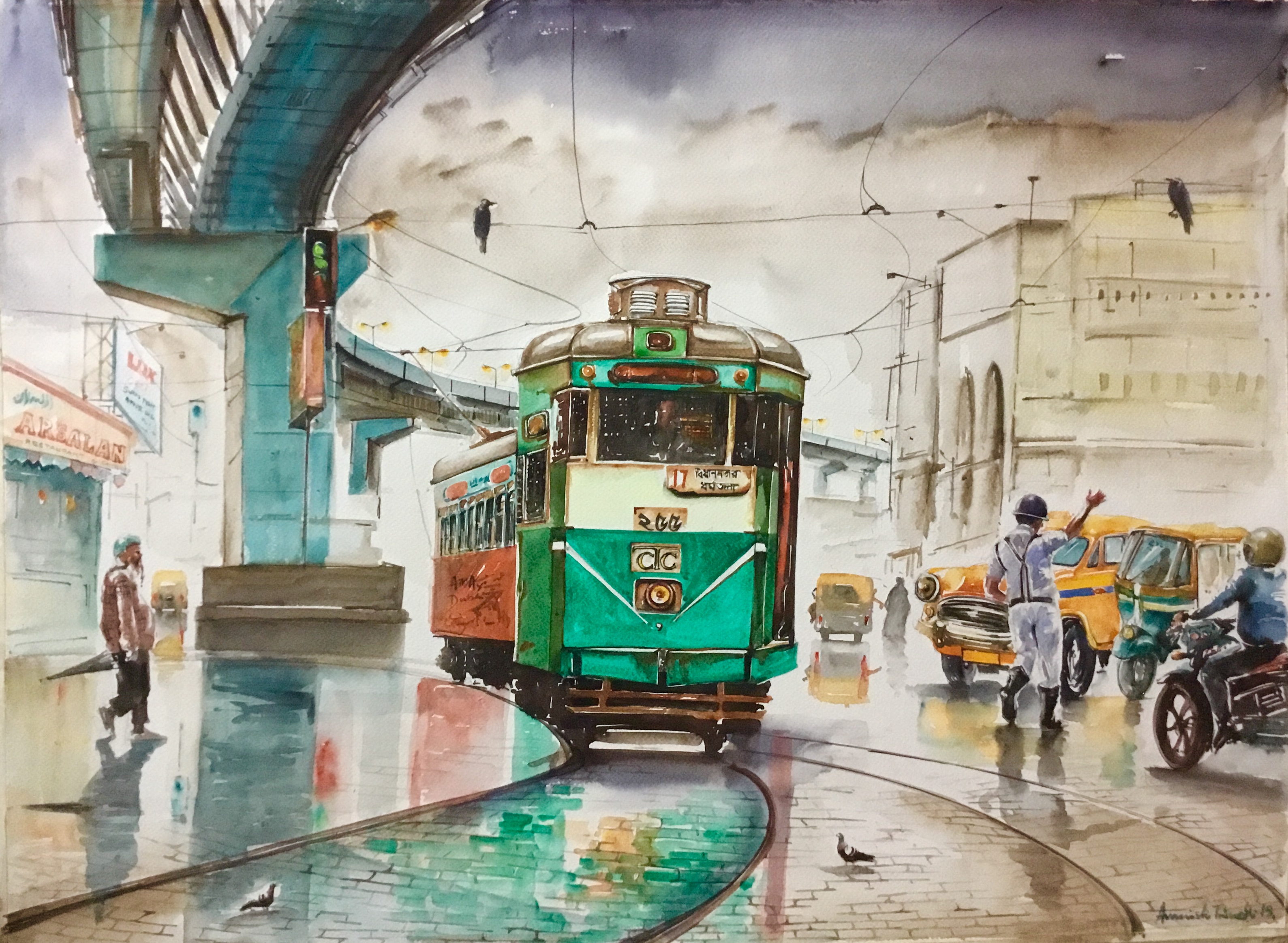 Calcutta City of Joy..Park Circus ..Arsalan Biryani.. by Avanish Trivedi, Painting | Mojarto