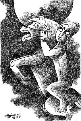 Girl on a horse by Gujjarappa B G, Drawing | Mojarto