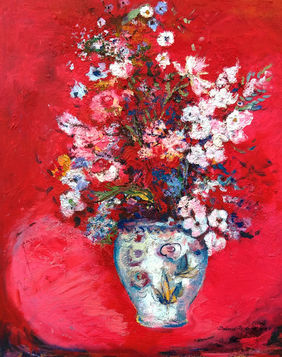 Flowers in Red by Debarati Roy Saha, Painting | Mojarto