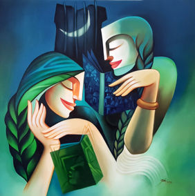 readers by Jai Srivastava, Painting | Mojarto