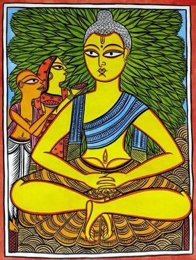 Meditating Buddha by Bahadur Chitrakar, Painting | Mojarto