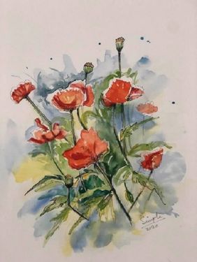 Poppies Il by Simple Mohanty, Painting | Mojarto