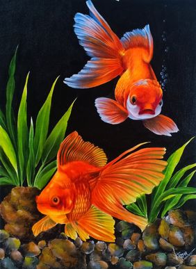 Gold fish by  Kumar Ranadive, Painting | Mojarto