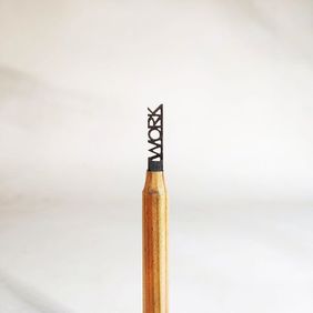 Word "WORK" carved on the Tip of the Pencil by Eder Art - Krupa BhaskAR T, Sculpture | Mojarto