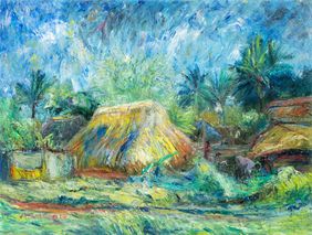 VILLAGE HUT by Sathya Arunachalam, Painting | Mojarto