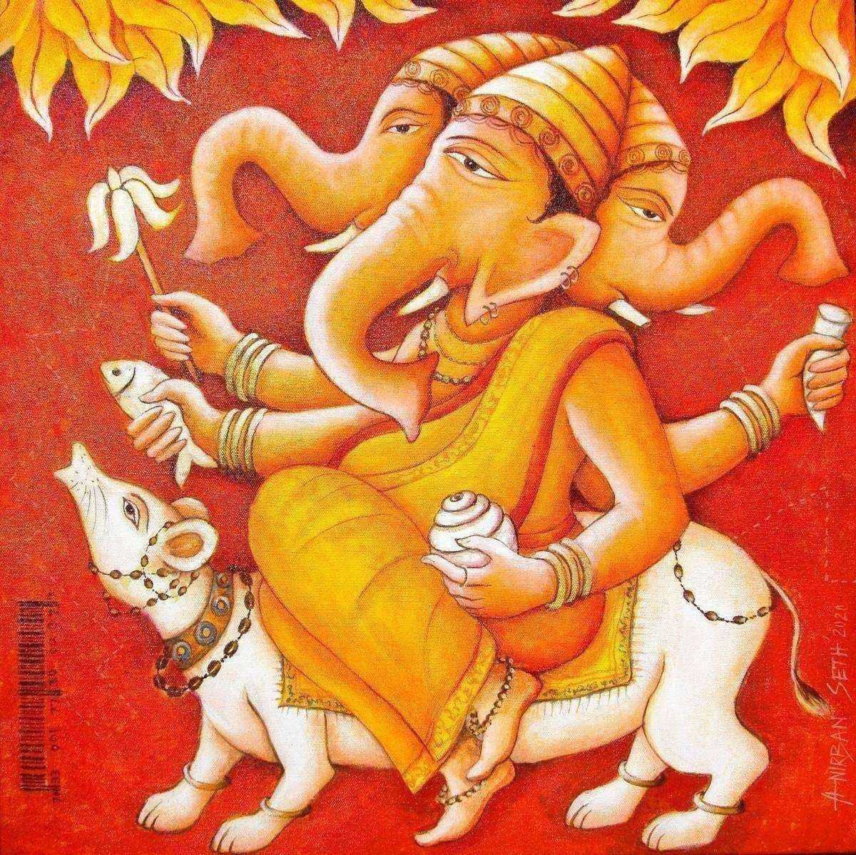 LORD GANAPATI - XII by artist Anirban Seth – Image, Painting | Mojarto