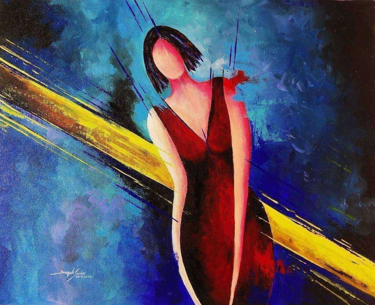 Colorful figurative woman Abstract painting by artist Deepak ...