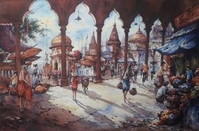 Ganga ghat-3 by Shubhashis Mandal, Painting | Mojarto
