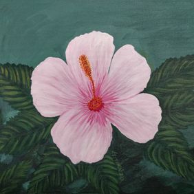 Pink Hibiscus Flower by Gitika Singh, Painting | Mojarto
