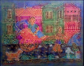  RICKSHAW RIDE by Karoona Moorthy, Painting | Mojarto