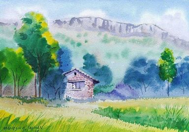 Rise Farmhouse at Masaai Pathar (plateau) by Mahesh Jadhav, Painting | Mojarto
