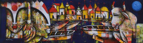 banaras ghat 11 by Anupam Pal, Painting | Mojarto