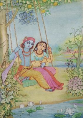 Radha Krishna III by Nitya Kundu, Painting | Mojarto