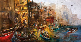 Glowing Varanasi India- PRINT  by Suvarnaa Dheringe, Digital art | Mojarto