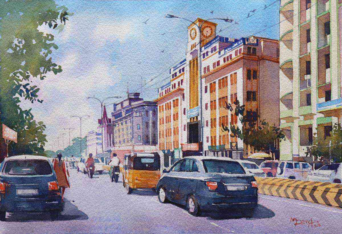 Chennai LIC branch office by artist Deivasigamani M Image, Painting