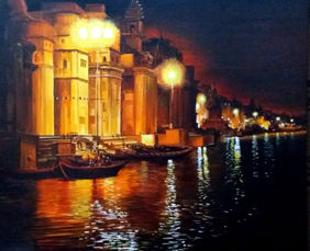Silent Ghat at Varanasi by Samiran Sarkar, Painting | Mojarto