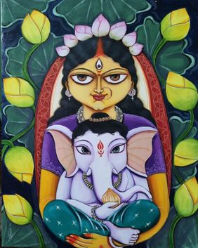 Divine Goddess  by Pinaki Bhattacharya, Painting | Mojarto
