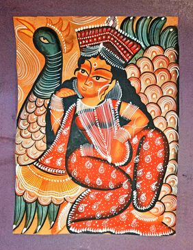 Maa Saraswati by Swarna Chitrakar, Folk Art | Mojarto