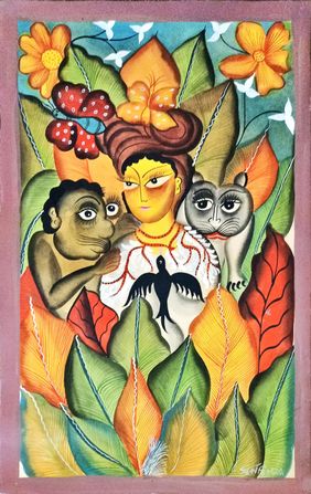 With Thorn necklace and Hummingbird by Swarna Chitrakar, Folk Art | Mojarto