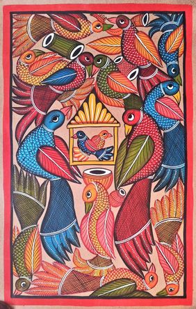 The Wedding of the Birds (pakhir biye) - 2 by Layala Chitrakar by Layala Chitrakar, Folk Art | Mojarto