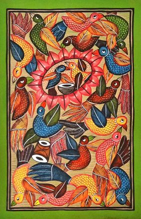 The Wedding of the Birds (pakhir biye) - 3 by Layala Chitrakar by Layala Chitrakar, Folk Art | Mojarto