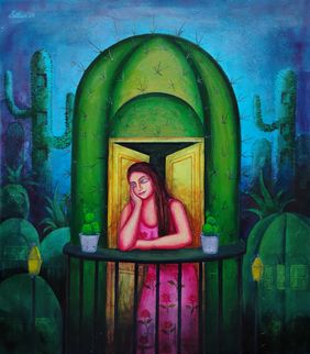Anticipating Woman Painting by Pallavi Dutta, Painting | Mojarto