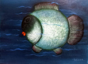 Fish in Deep Water  by Tuhin Rakshit, Painting | Mojarto