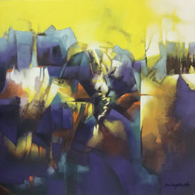 Yellow vibrant energy by Divyesh Bagdawala , Painting | Mojarto