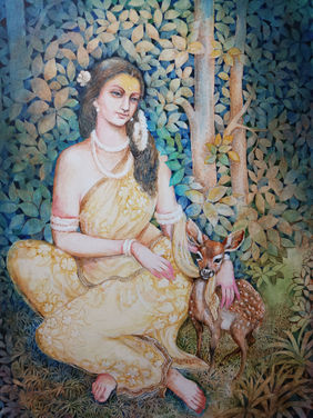Shakuntala by Sunil Barman, Painting | Mojarto