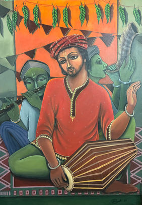 "Rhythms of Devotion" by Pinaki Bhattacharya, Painting | Mojarto