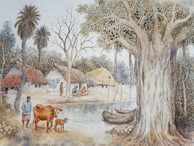 Village Life 11 by Sunil Barman, Painting | Mojarto