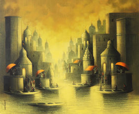 Golden Banaras by Somnath Bothe, Painting | Mojarto