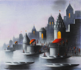 Holi Banaras by Somnath Bothe, Painting | Mojarto