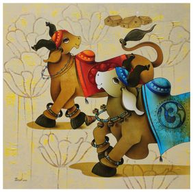 Dancing Nandi by Paras Parmar , Painting | Mojarto