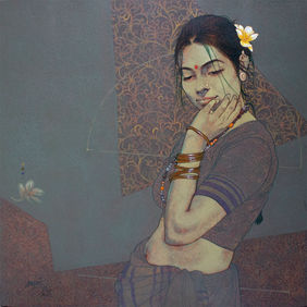 Echo of Stillness (Beauty Series) by Ramchandra Shivaji Kharatmal, Painting | Mojarto