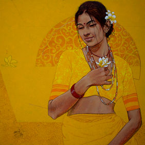 Sacred Yellow ( Beauty Series) by Ramchandra Shivaji Kharatmal, Painting | Mojarto