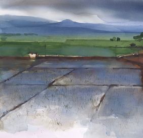 Rain ceases, paddy keeps growing by Prashant Prabhu, Painting | Mojarto