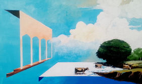 Cows in Water by Ranjit Balmuchu , Painting | Mojarto