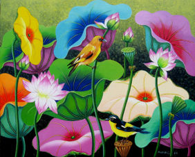 Lotus Pond-21 by Sk Nur Ali, Painting | Mojarto