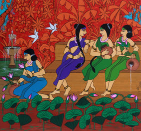Gossip by Chetan Katigar, Painting | Mojarto
